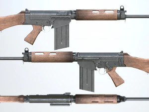 pbr fn fal rifle wood 3D Model