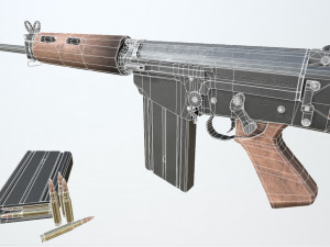 pbr fn fal rifle wood 3D मॉडल
