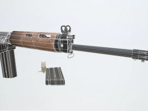 pbr fn fal rifle wood 3D Model