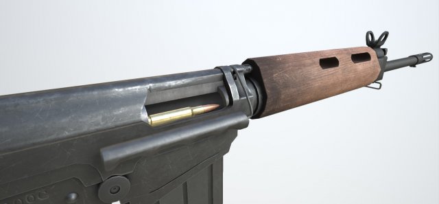 Download pbr fn fal rifle wood 3D Model