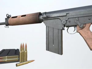 pbr fn fal rifle wood 3D Model