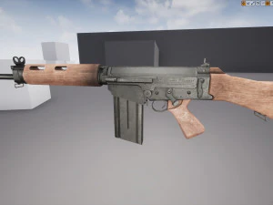 pbr fn fal rifle wood 3D Model