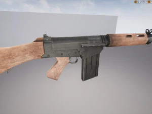pbr fn fal rifle wood 3D Model