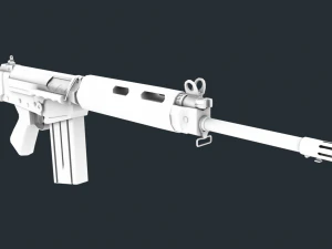pbr fn fal rifle wood 3D Model