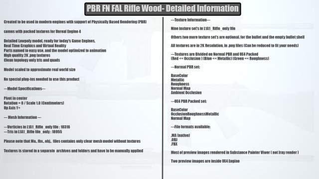 Download pbr fn fal rifle wood 3D Model