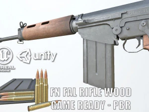 pbr fn fal gewehr holz 3D Modell
