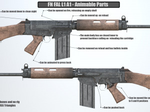 pbr fn fal rifle war Model 3D