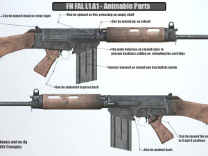 pbr fn fal rifle war 3D Model