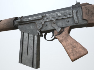 pbr fn fal rifle war Model 3D