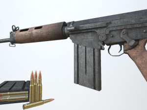 pbr fn fal rifle war Model 3D