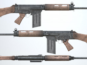 pbr fn fal rifle war Model 3D