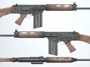 pbr fn fal rifle war 3D Model