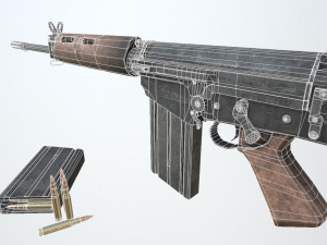 pbr fn fal rifle war Model 3D