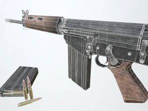 pbr fn fal rifle war 3D Model