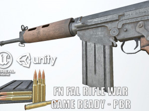 pbr fn fal rifle war 3D Model
