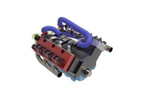 V6 Engine 3D Model
