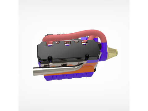 V6 Engine 3D Model