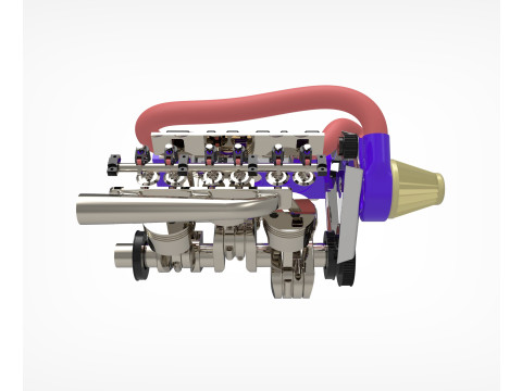 V6 Engine 3D Model