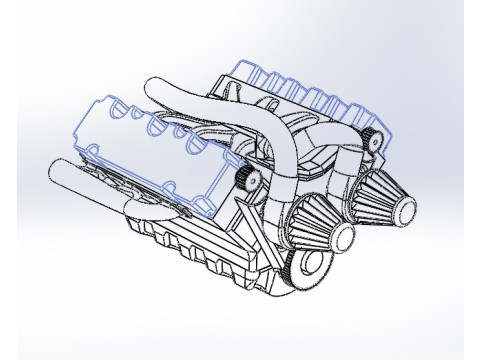 V6 Engine 3D Model