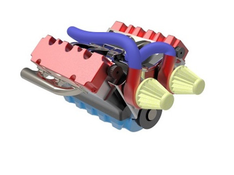 V6 Engine 3D Model