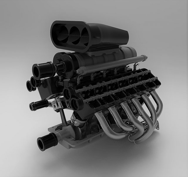 V12 Engine 3D Model .c4d .max .obj .3ds .fbx .stl .blend 