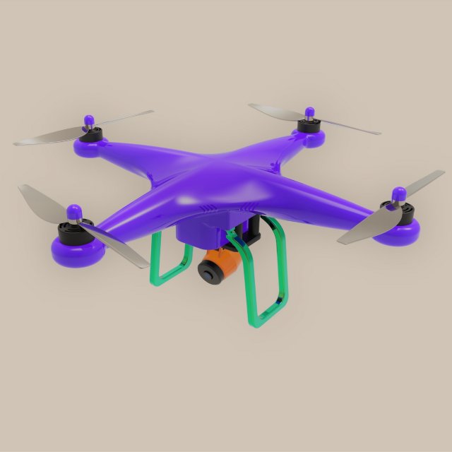 Drone Quadcopter 3D Model .c4d .max .obj .3ds .fbx .stl .blend 