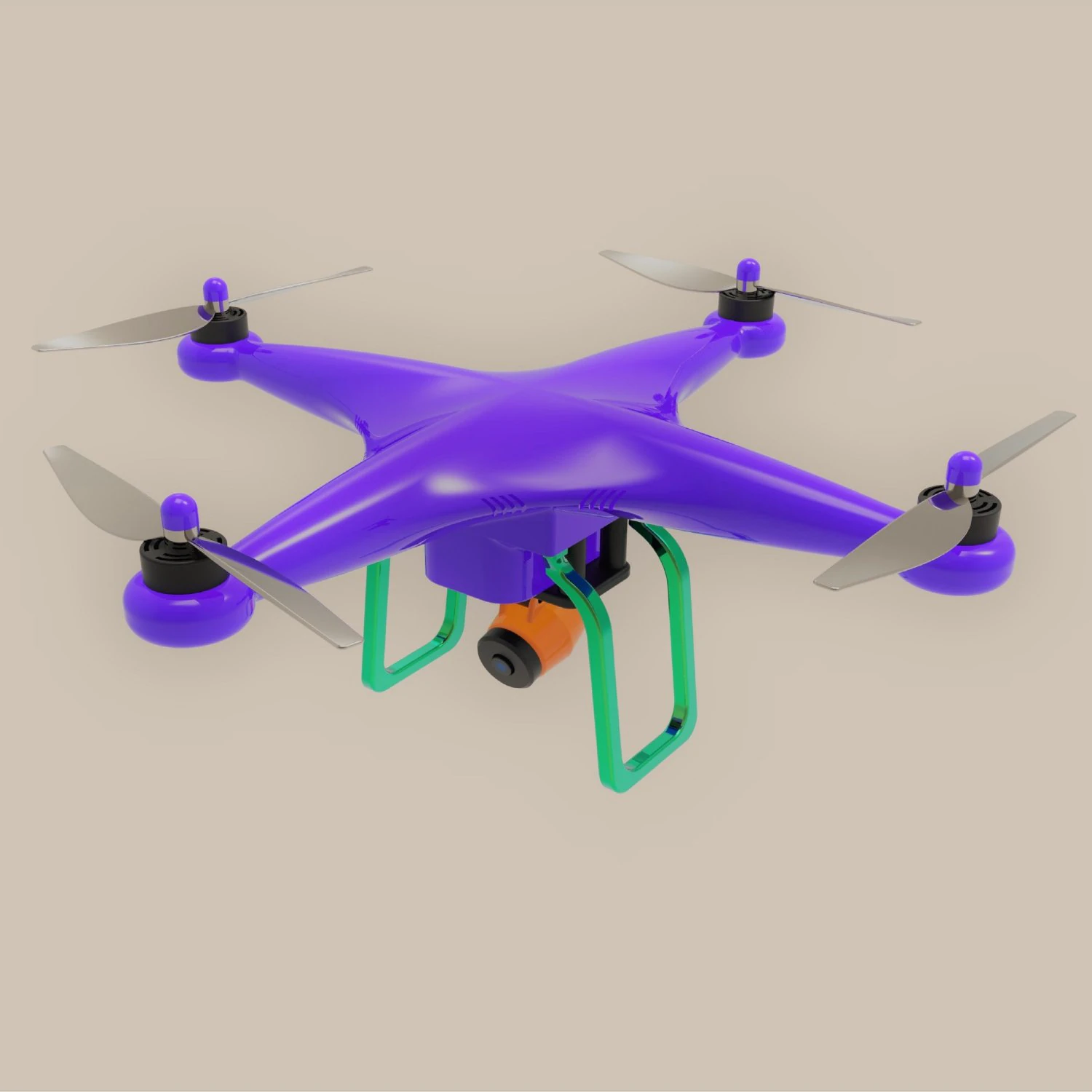 Drone Quadcopter 3D Model .c4d .max .obj .3ds .fbx .stl .blend 