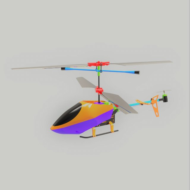 Rc Helicopter 3D Model .c4d .max .obj .3ds .fbx .stl .blend 