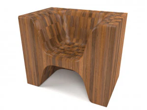 drewniana kanapa Model 3D