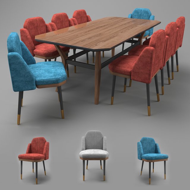 soft dining table Modello 3D .c4d .max .obj .3ds .fbx .stl .blend 