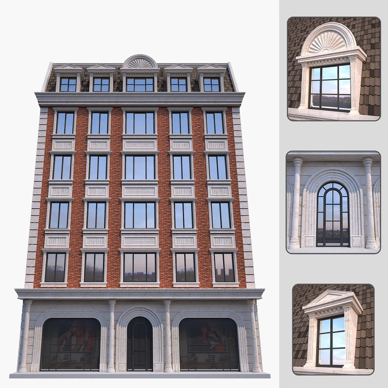 classic building 3D Model .c4d .max .obj .3ds .fbx .stl .blend 