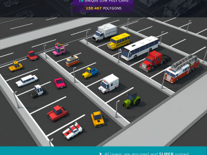 mega low poly sity vehicles pack 3D Model