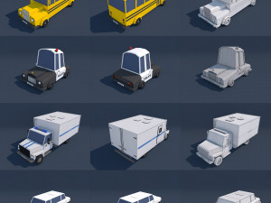 mega low poly sity vehicles pack 3D Модель