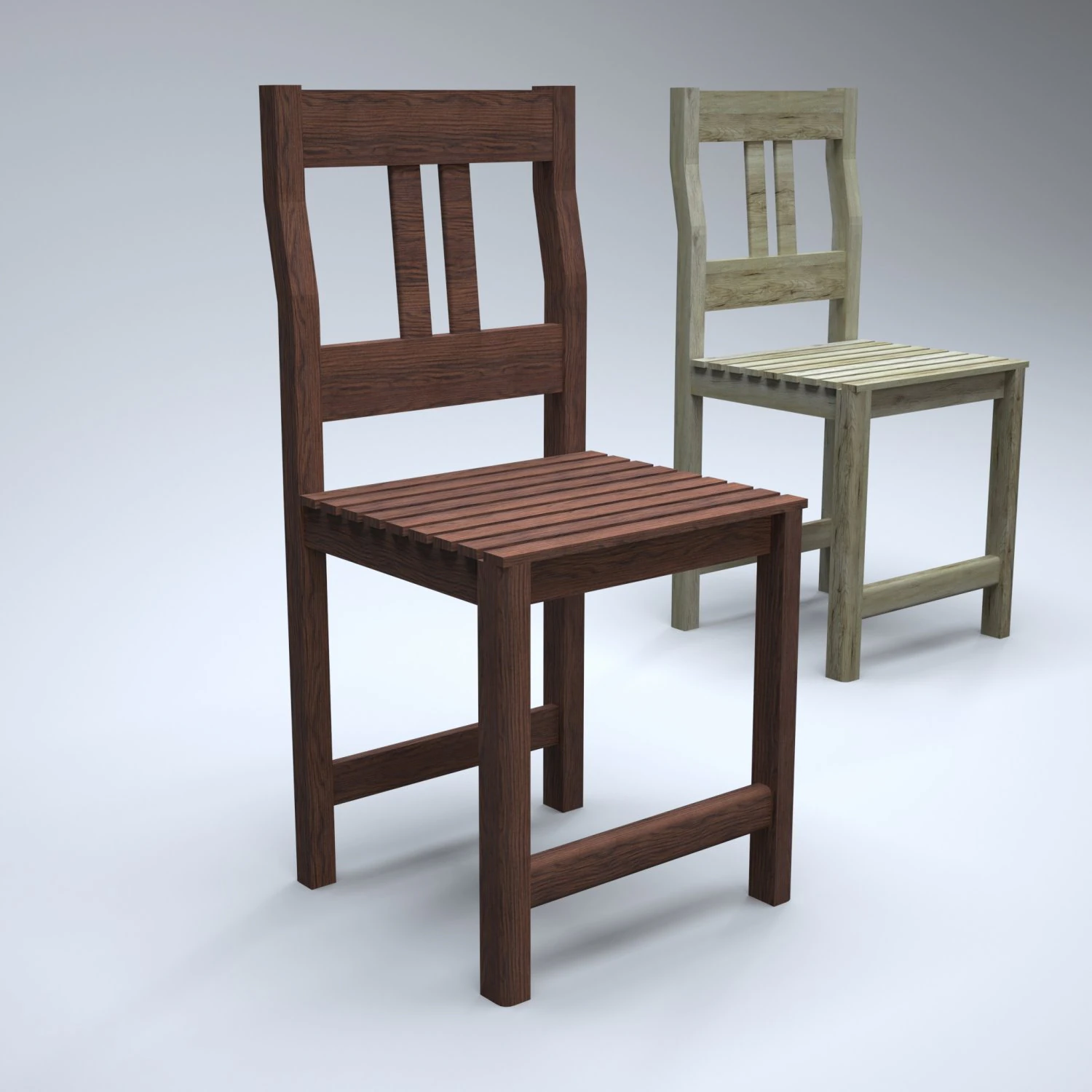 classic wooden kitchen chair 3D Model .c4d .max .obj .3ds .fbx .stl .blend 