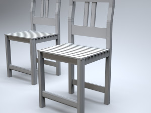classic wooden kitchen chair 3D Model