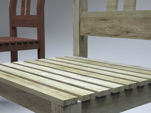 classic wooden kitchen chair 3D Model