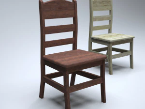 klassieke houten keukenstoel 3D Model