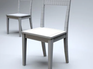 cadeira de cozinha cl&aacute;ssica de madeira Modelo 3D