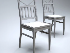 cadeira de cozinha cl&aacute;ssica de madeira Modelo 3D