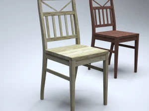 cadeira de cozinha cl&aacute;ssica de madeira Modelo 3D