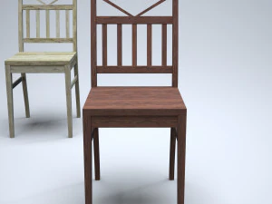 cadeira de cozinha cl&aacute;ssica de madeira Modelo 3D