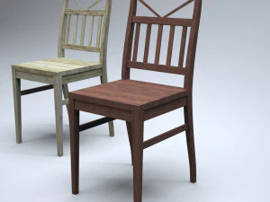 cadeira de cozinha cl&aacute;ssica de madeira Modelo 3D