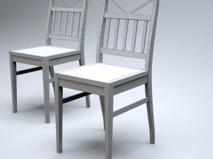 cadeira de cozinha cl&aacute;ssica de madeira Modelo 3D