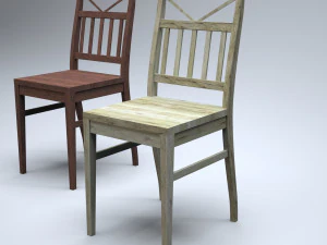 cadeira de cozinha cl&aacute;ssica de madeira Modelo 3D