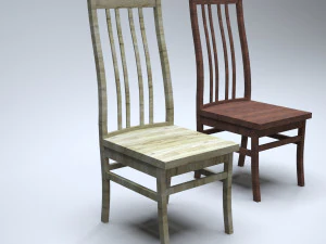 classic wooden kitchen chair 3D Model