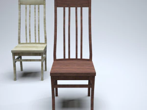 classic wooden kitchen chair 3D Model