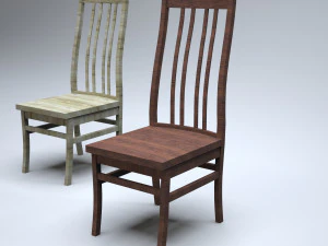classic wooden kitchen chair 3D Model