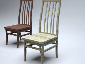 classic wooden kitchen chair 3D Model