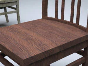 classic wooden kitchen chair 3D Model