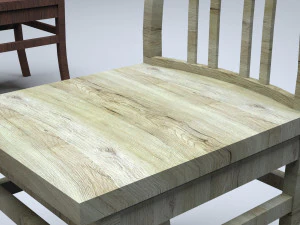 classic wooden kitchen chair 3D Model